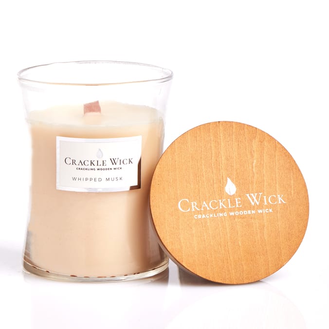 Crackle Wick Crackling Wooden Wick Medium Hourglass Scented Candle - Whipped Musk