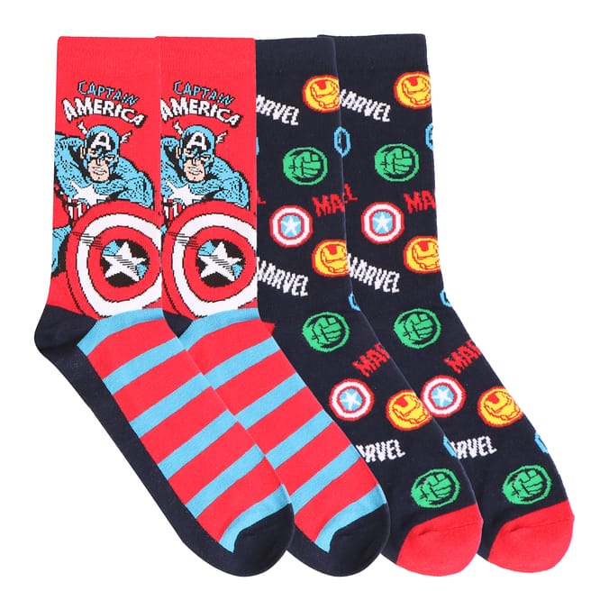 Marvel Men's Printed Socks Captain America 2 Pack - Size 7-11