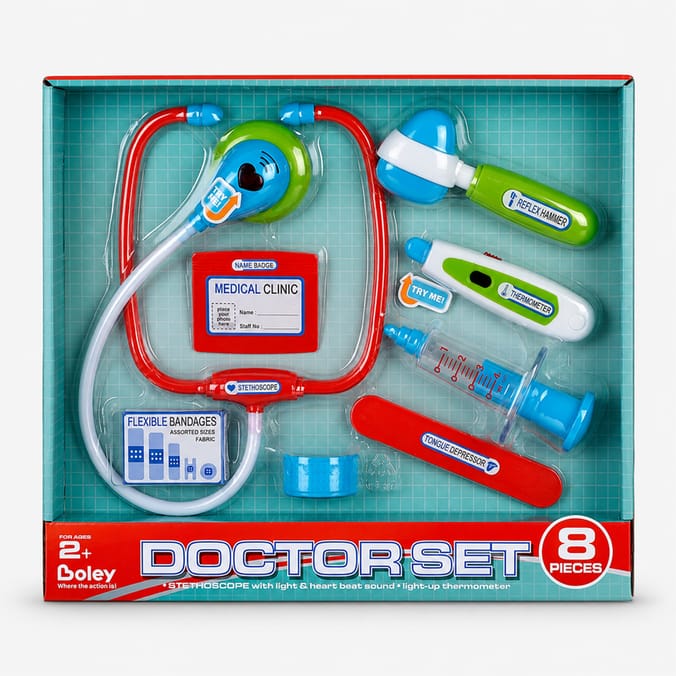 8 Piece Doctor Set with Light & Sound Stethoscope 