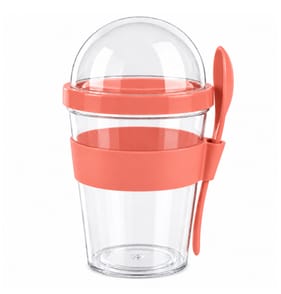  Fruit Yoghurt Container With Spoon - Coral  