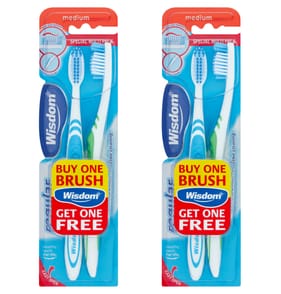 Wisdom Regular Plus Medium Toothbrush 2 Pack x2