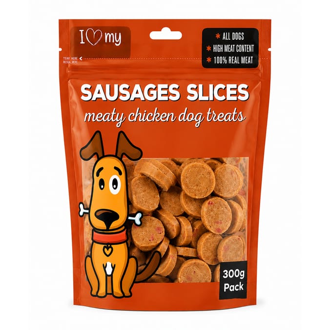 I Love My Pets Medium Sausages Meaty Chicken Dog Treats 400g
