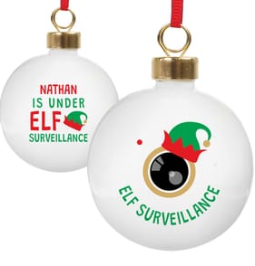Personalised Elf Surveillance Bauble