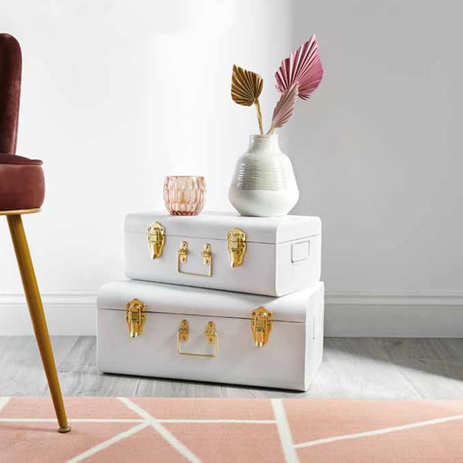 Home Collections Set Of Two Storage Trunks - White