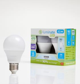 E-Luminate LED GLS E27 Daylight Light Bulb 2 Pack - 470 Lumens