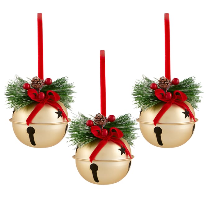 Winter Charm 9cm Christmas Bells Baubles 3 Pack