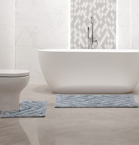 Tufted 2 Piece Bath & Pedestal Mats - Grey