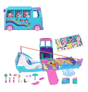 Polly Pocket Pet Mobile Adventure Playset With Micro Dolls & Transforming Camper Van