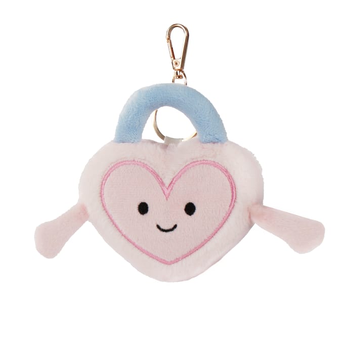 With Love Valentines Pink Padlock Keyring Plush