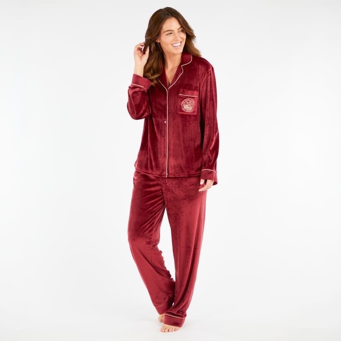 Burgundy Polar Express Ladies Pyjamas
