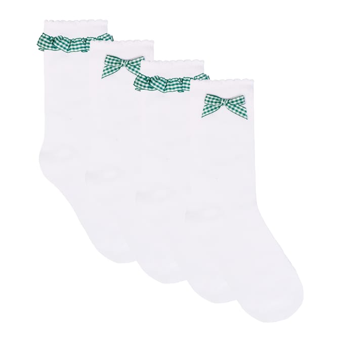 Originals Green Gingham School Socks 4 Pack
