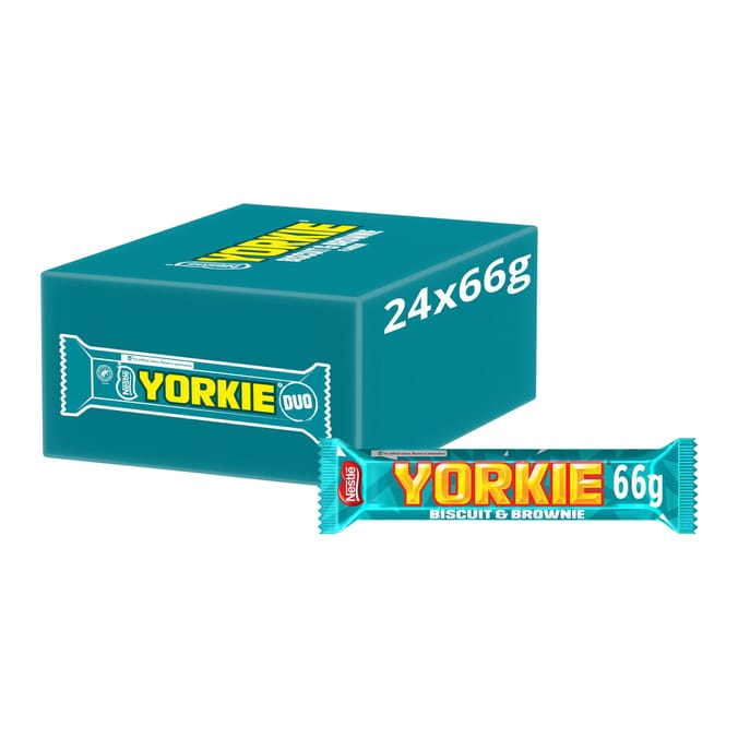 Yorkie Duo Flavour Milk Chocolate Bar 66g - Biscuit & Brownie x24