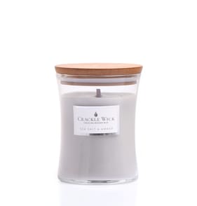 Crackle Wick Crackling Wooden Wick Medium Hourglass Scented Candle - Sea Salt & Amber