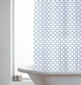 Shower Curtain With Hooks - Blue Circle Prints