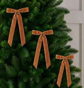 Winter Luxe Velvet Long Tail Bow 3 Pack - Caramel