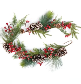 Festive Feeling 5ft Red Berry Pinecone Christmas Garland