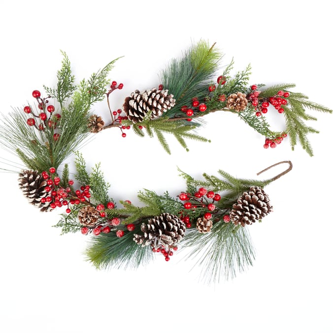 Festive Feeling 5ft Red Berry Pinecone Christmas Garland