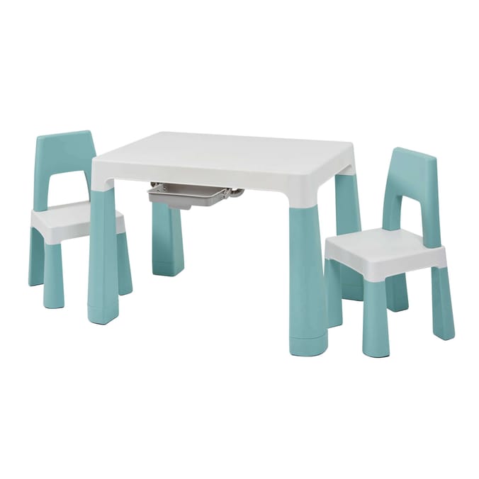 Liberty House Toys Kids Height Adjustable Table and Two Chairs Set - White & Green
