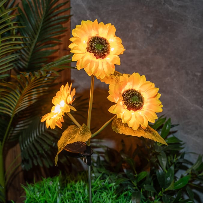 Firefly Triple Sunflower Stake Solar Lights