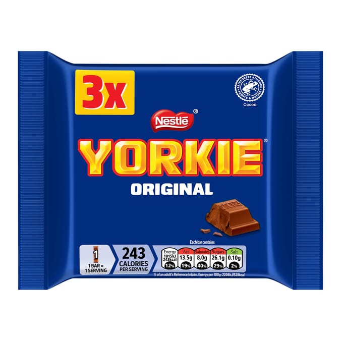 Yorkie Milk Chocolate Bar 3 Pack Multipack 138g