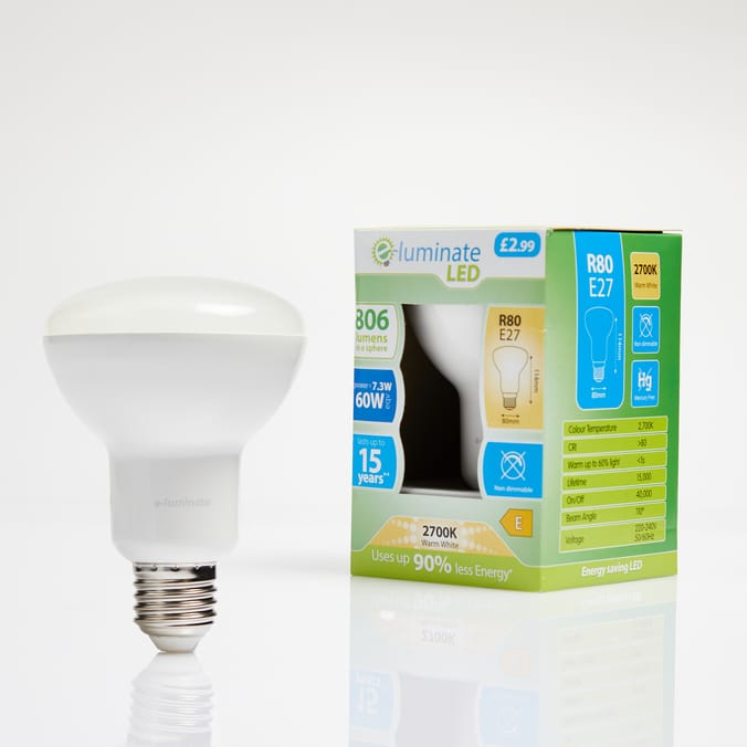 E-Luminate LED Candle E27 R80 Warm White Light Bulb - 806 Lumens