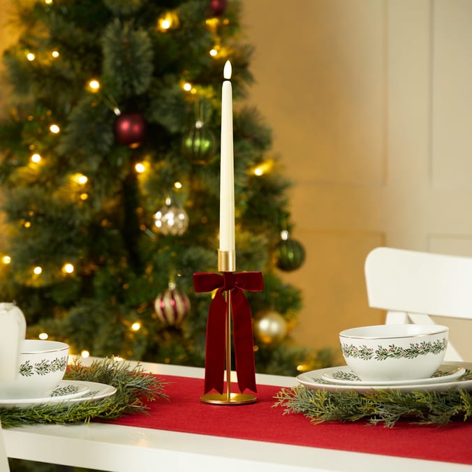 Festive Feeling Alpine Woods Bow Christmas Candle Holder