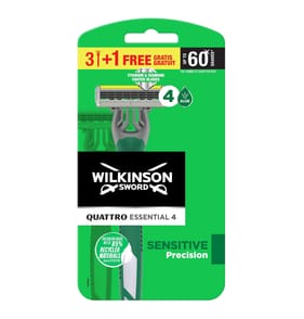 Wilkinson Sword Quattro Essential 4 Sensitive Disposable Razor for Men 3+1