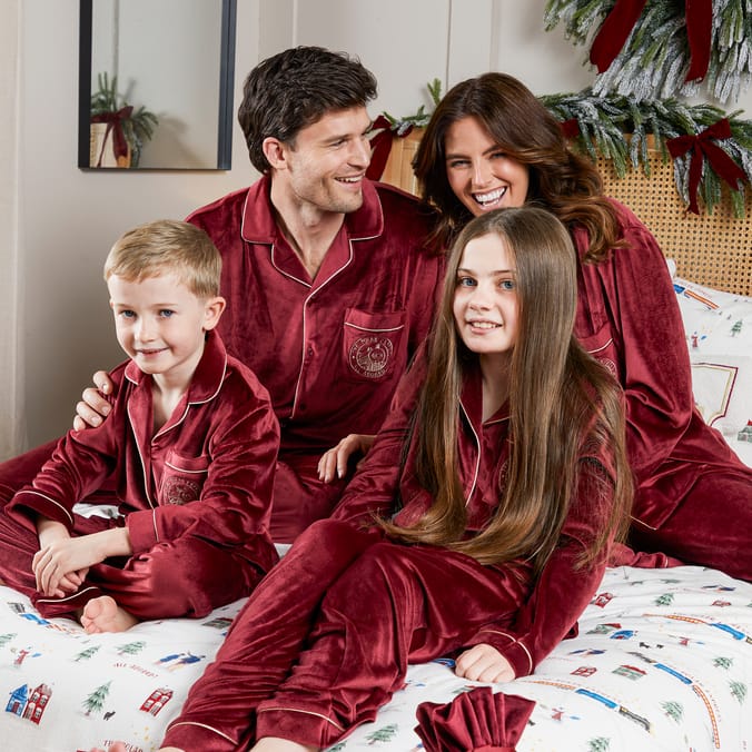 Burgundy Polar Express Mens Pyjamas