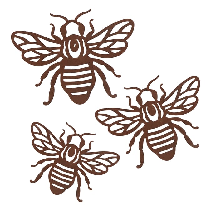 Jardin Set of 3 Rusty Bees Wall Art