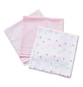 Pure Baby Muslin Cloth 3 Pack - Pink