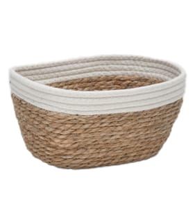 Home Collections Straw & Cotton Rope Storage Basket - White 