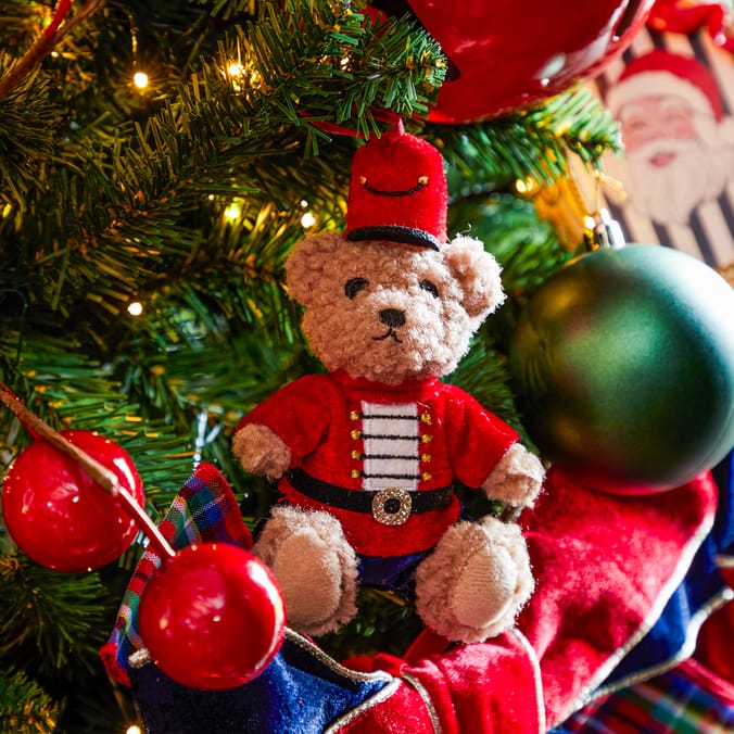 The Lifestyle Edit Timeless Christmas Plush Bear Decoration