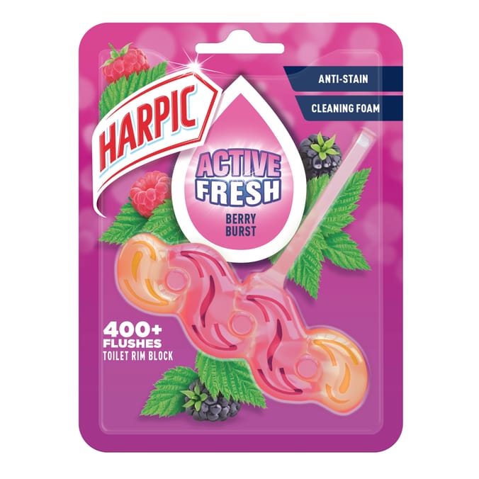 Harpic Active Fresh Berry Burst Toilet Rim Block Single