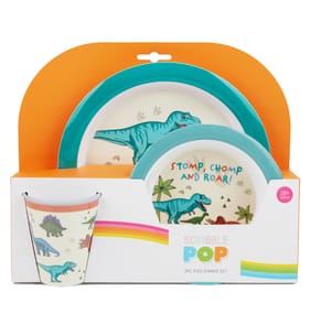 Scribble Pop 3 Piece Kids Dinner Set - Dinosaur 