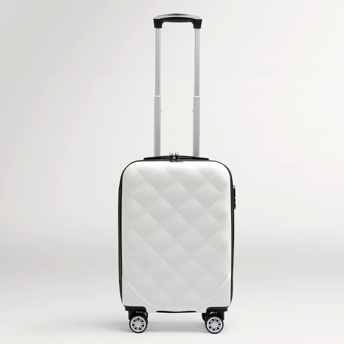 Salisbury Embossed Quilted Shell Suitcase - Off White