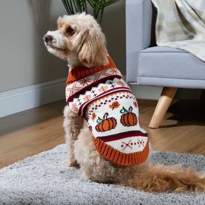 My Pets Cable Knit Jumper Autumn Pattern