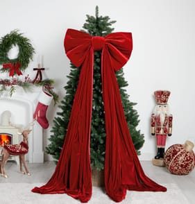 Festive Feeling Giant Velvet Bow - Red