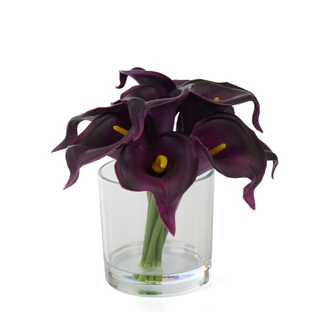 Artificial Cala Lilly In Glass Pot | Home Bargains