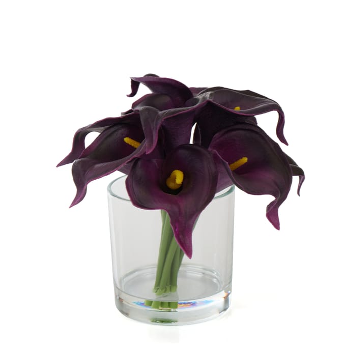 Artificial Cala Lilly In Glass Pot 