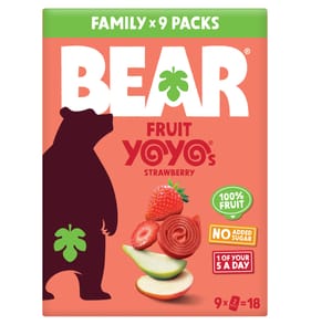 Bear Real Fruit Yoyos Scrumptious Strawberry 9 x 20g