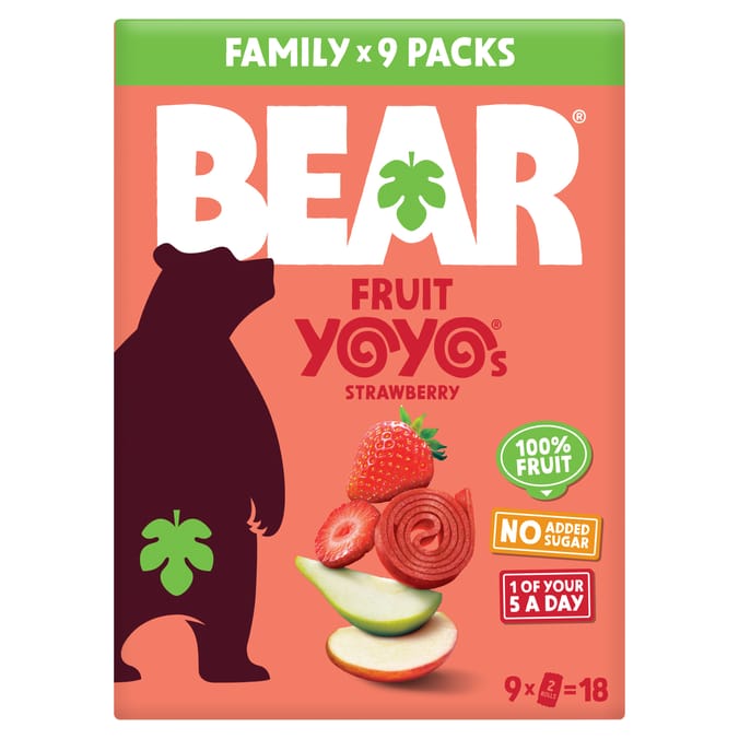 Bear Real Fruit Yoyos Scrumptious Strawberry 9 x 20g