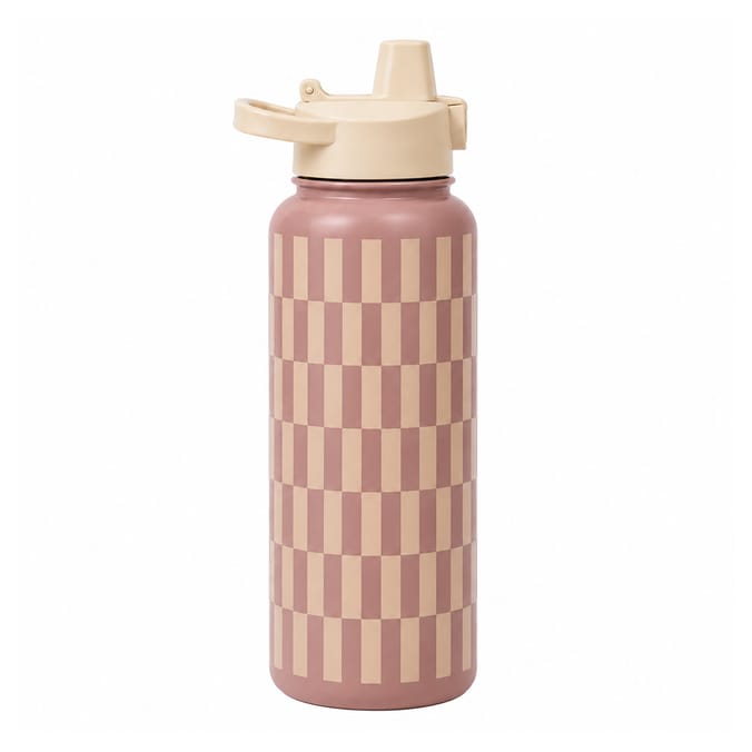Hydrate 900ml Stainless Steel Printed Bottle - Brown