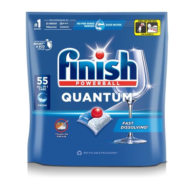 Finish Quantum All In One Dishwasher Tablets Fresh 55 Tabs