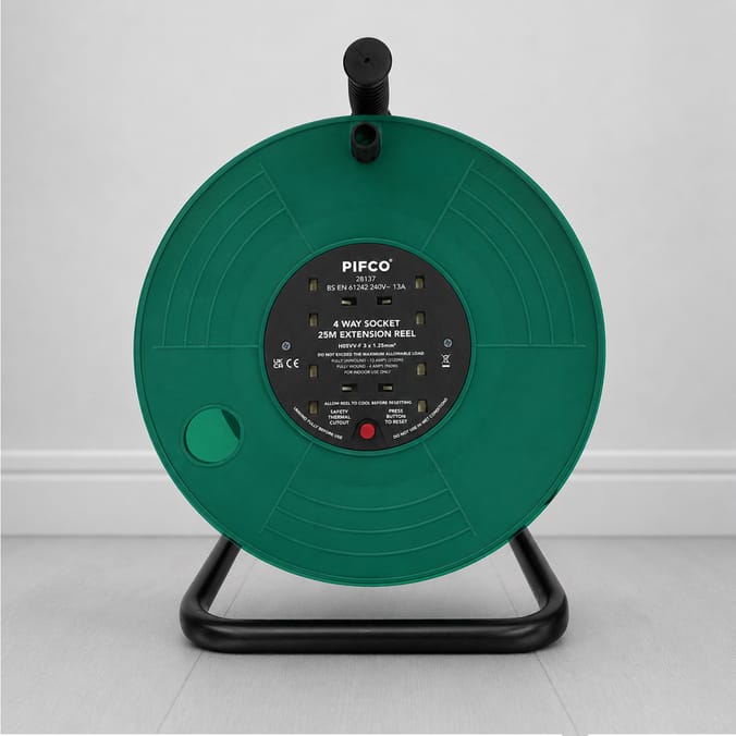 Pifco 4 Way Socket 25M Extension Reel
