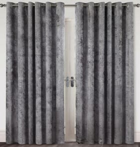 Alan Symonds Velour Fully Lined Curtains - Charcoal 90"x90"
