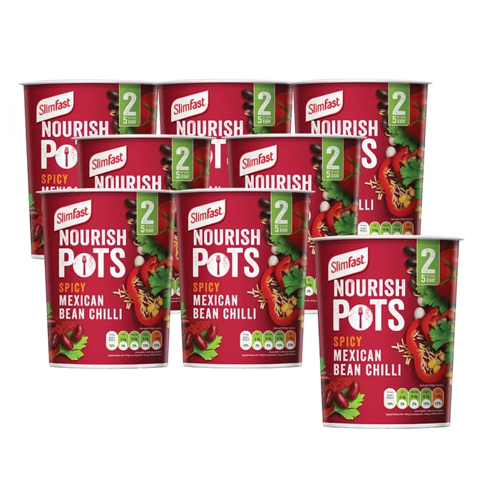 SlimFast Noursih Pots 60g - Spicy Mexican Bean Chilli x8