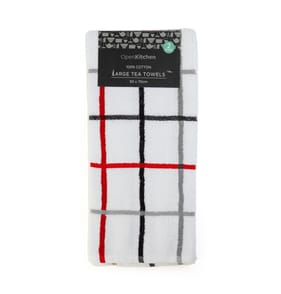 Open Kitchen Large Tea Towels - Check Mulicolour