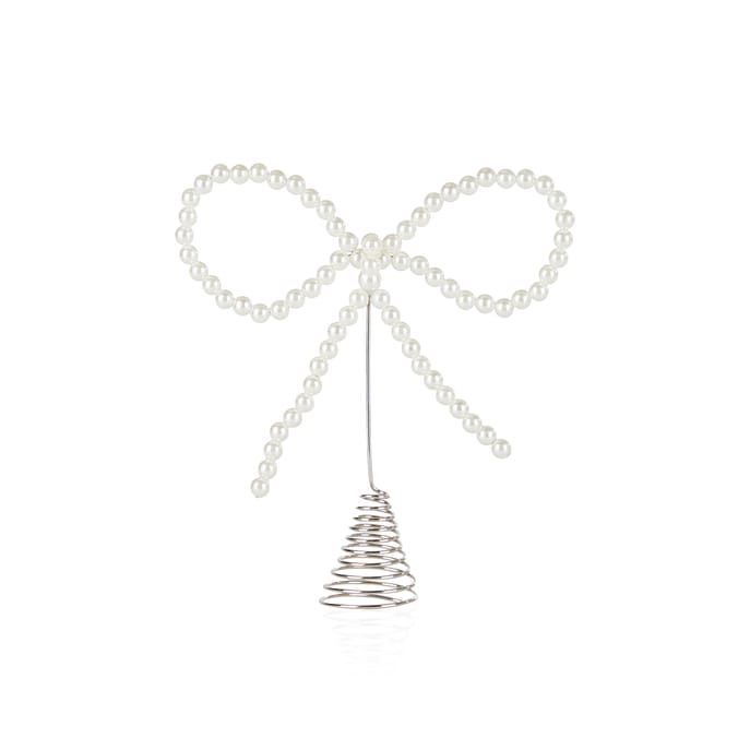 Winter's Tale Pearl Bow Christmas Tree Topper