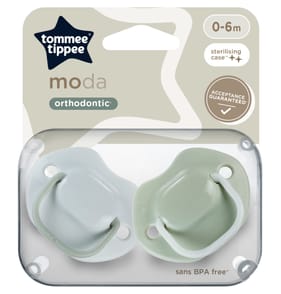 Tommee Tippee Moda Soothers With Steriliser Pod 0-6m - Green