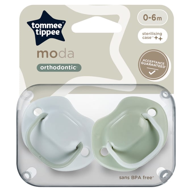 Tommee Tippee Moda Soothers With Steriliser Pod 0-6m